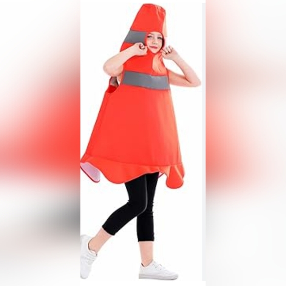 Kids Traffic Cone Costume - Orange and Gray - Picture 1 of 7